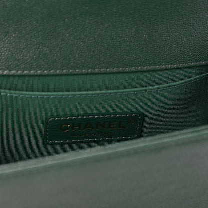 Chanel Caviar Chevron Quilted Small Boy Flap Green 5 of 8