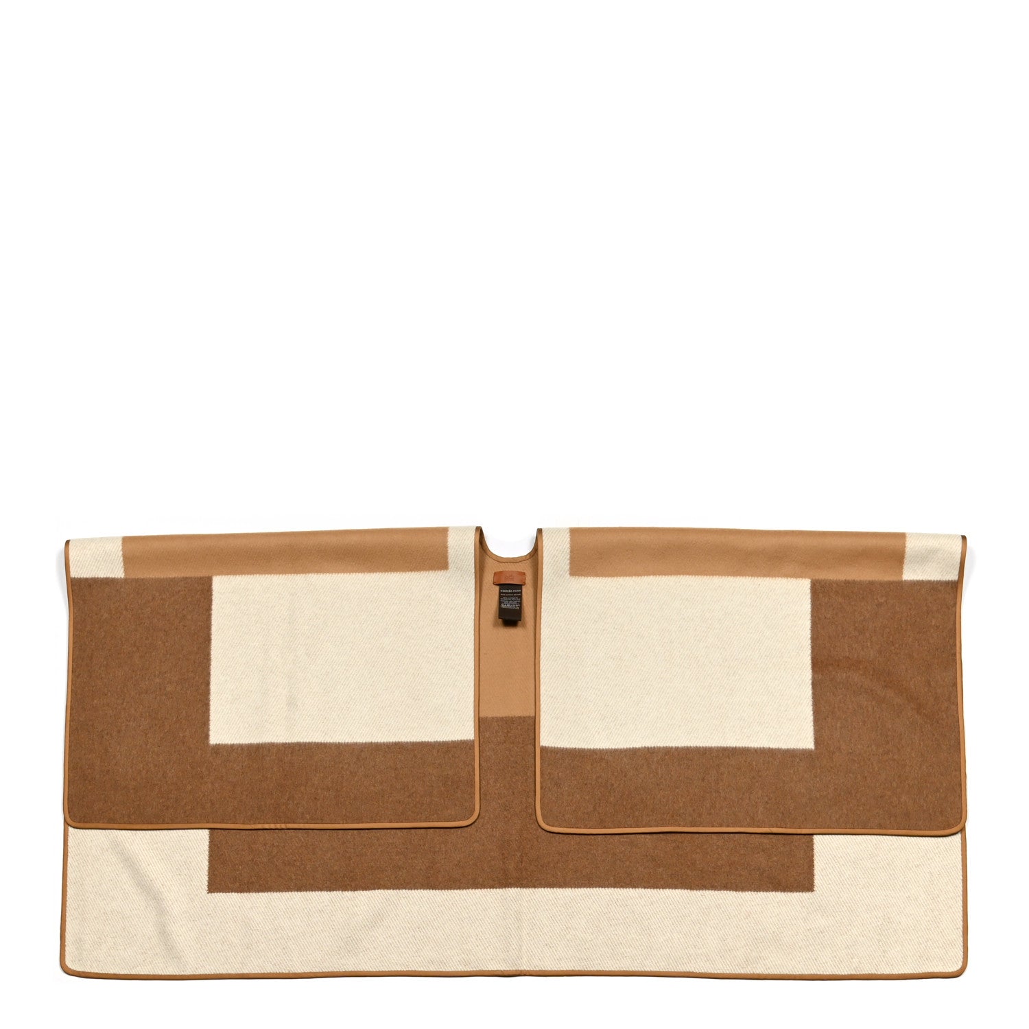 Hermes Cashmere Silk H Passant Poncho Ecru Noisette Camel 1 of 3