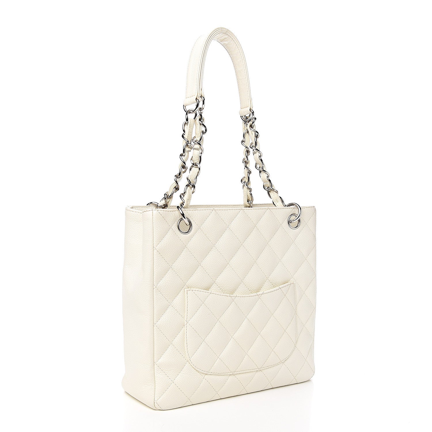 Chanel Caviar Quilted Petit Shopping Tote PST White 2 of 9