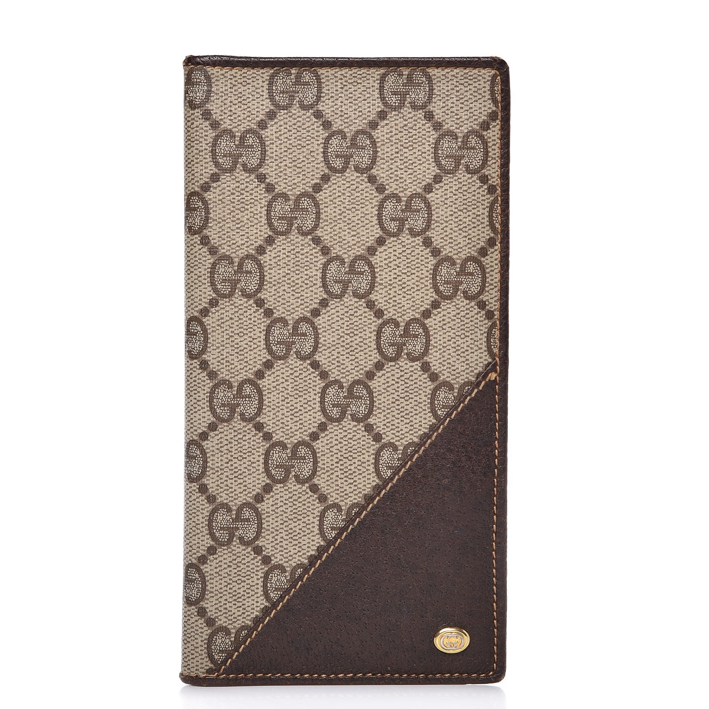 Coated Canvas Monogram Checkbook Wallet Brown