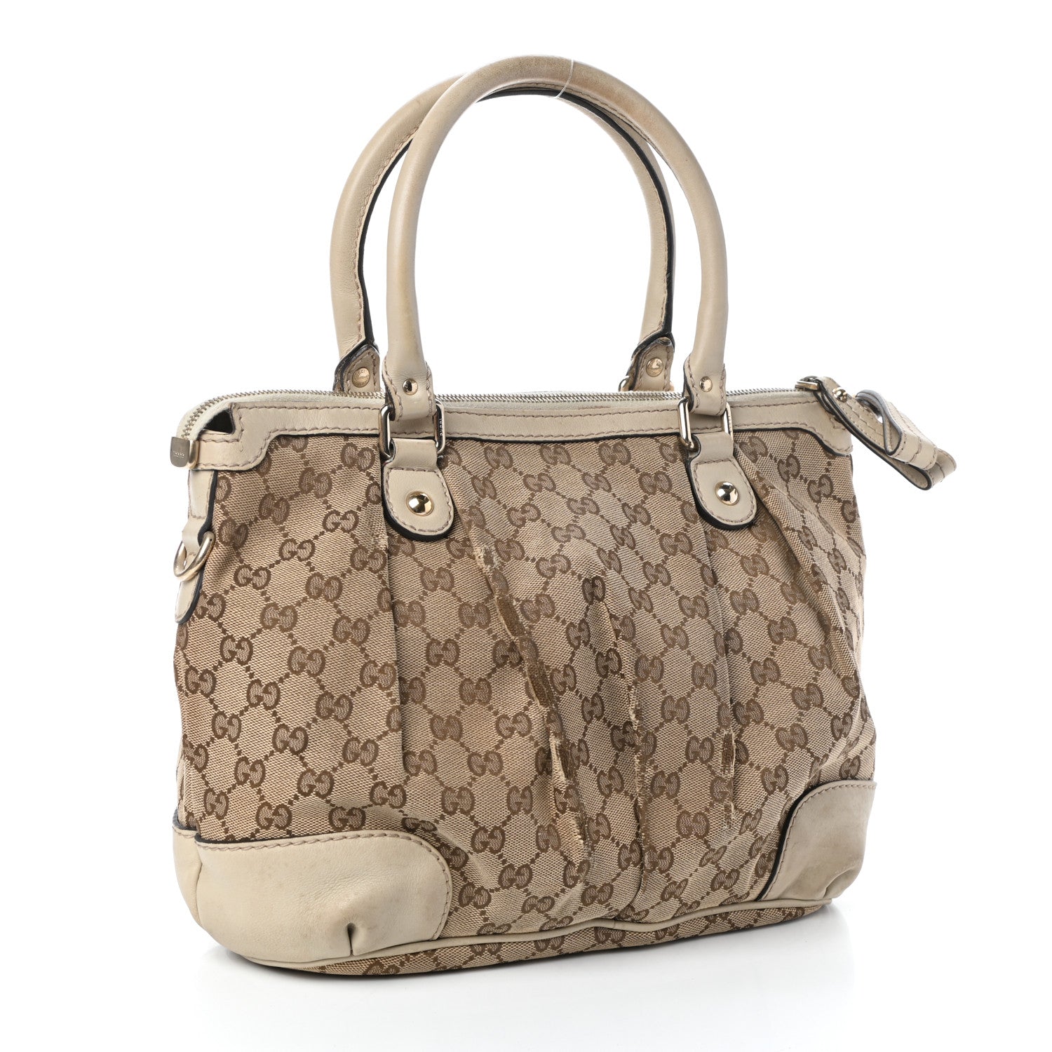 Gucci Monogram Margaux Calfskin Medium Sukey Top Handle Bag Beige Ebony Mystic White 3 of 10