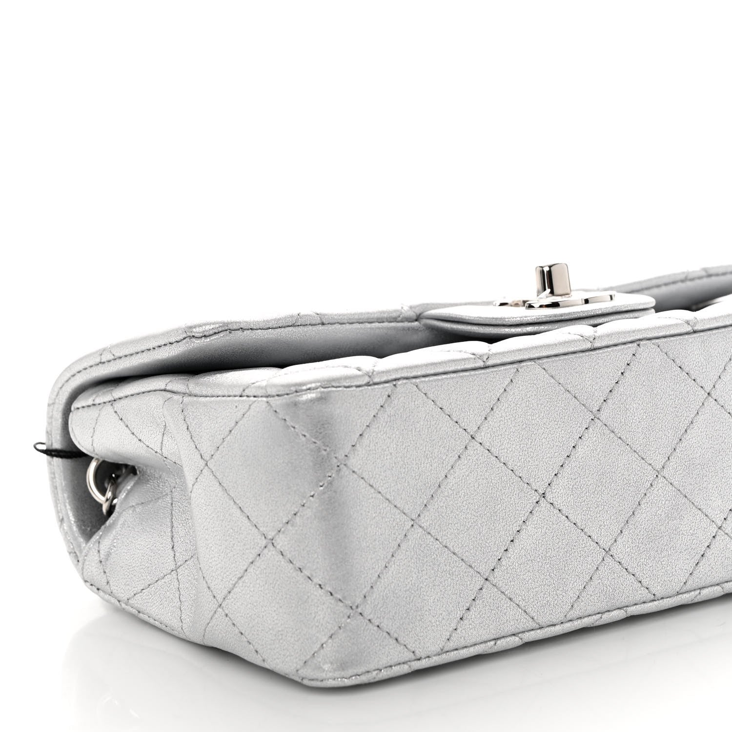 Chanel Metallic Lambskin Quilted Mini Rectangular Flap Silver 9 of 10