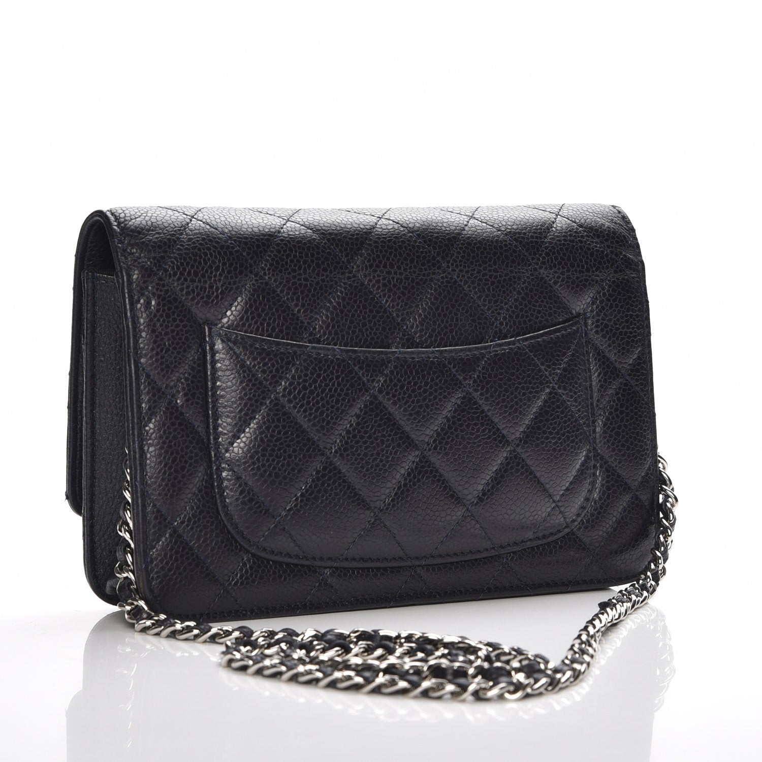 Chanel Caviar Quilted Wallet On Chain WOC Navy Blue 3 of 10