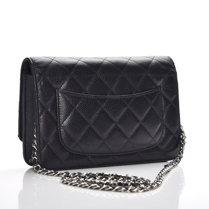 Chanel Caviar Quilted Wallet On Chain WOC Navy Blue 3 of 10