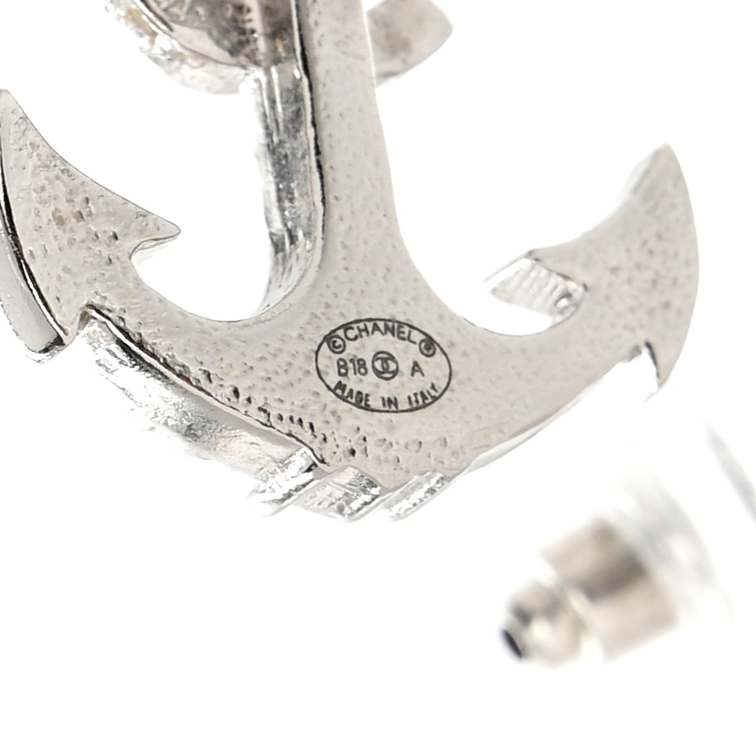Chanel Crystal CC Anchor Earrings Silver 4 of 5