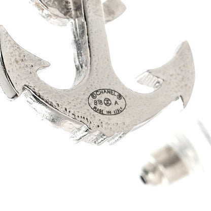 Chanel Crystal CC Anchor Earrings Silver 4 of 5