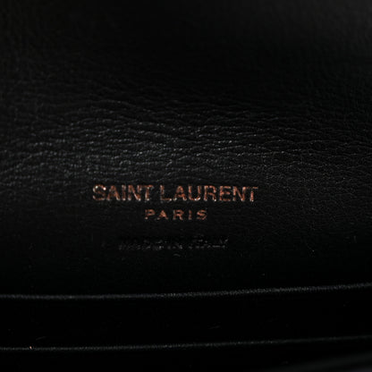 Saint Laurent Calfskin Nylon Matelasse Chevron Small Monogram Envelope Wallet Black 6 of 7