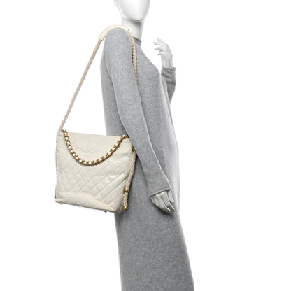 Chanel Crumpled Calfskin En Vogue Rope Hobo Bag White 2 of 11