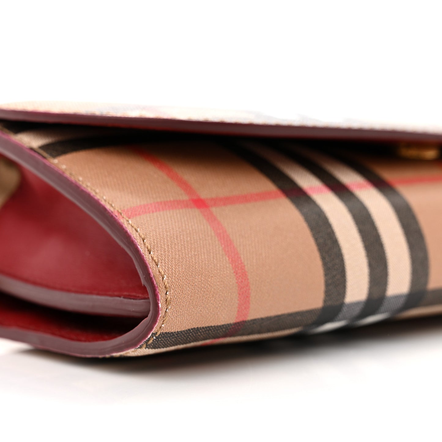 Vintage Check Henley Wallet On Chain Crimson