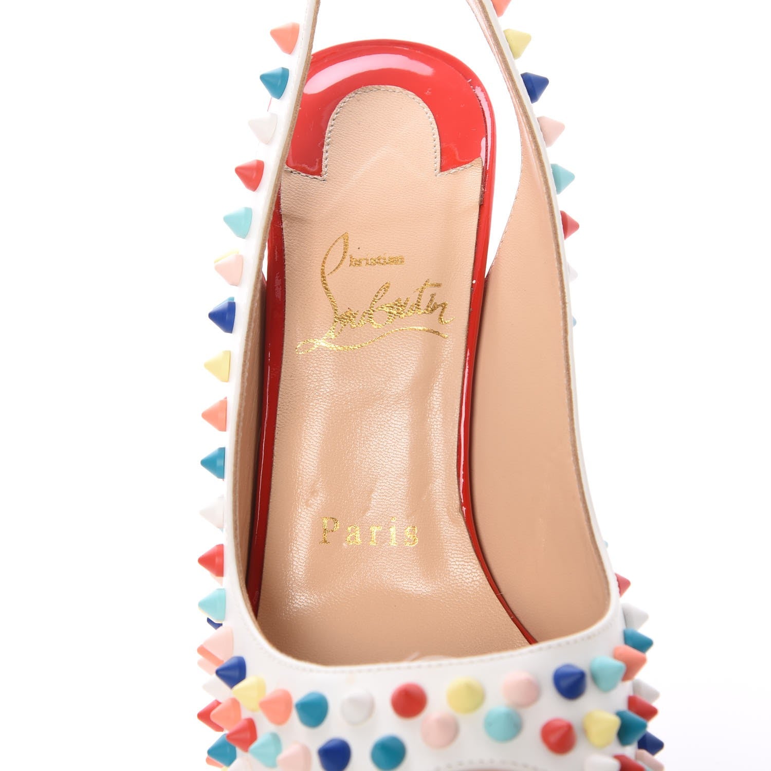 Christian Louboutin Matte Calf Lady Peep Spikes 150 Pumps 36 White Multi 8 of 12