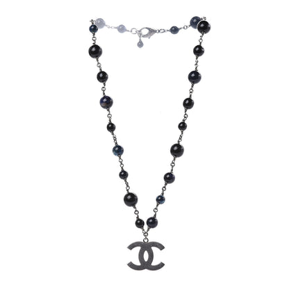 Chanel Beaded CC Short Necklace Ruthenium Black 3 of 5