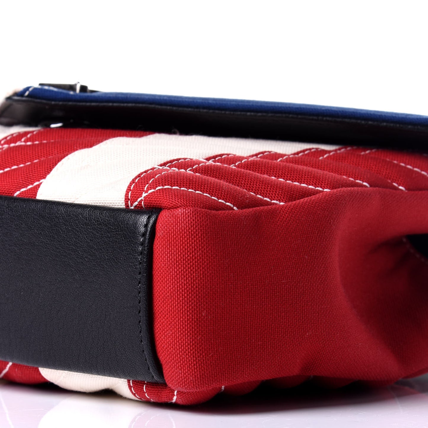Canvas Matelasse Chevron American Flag Monogram Medium College Bag Red Blue