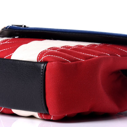 Saint Laurent Canvas Matelasse Chevron American Flag Monogram Medium College Bag Red Blue 10 of 11