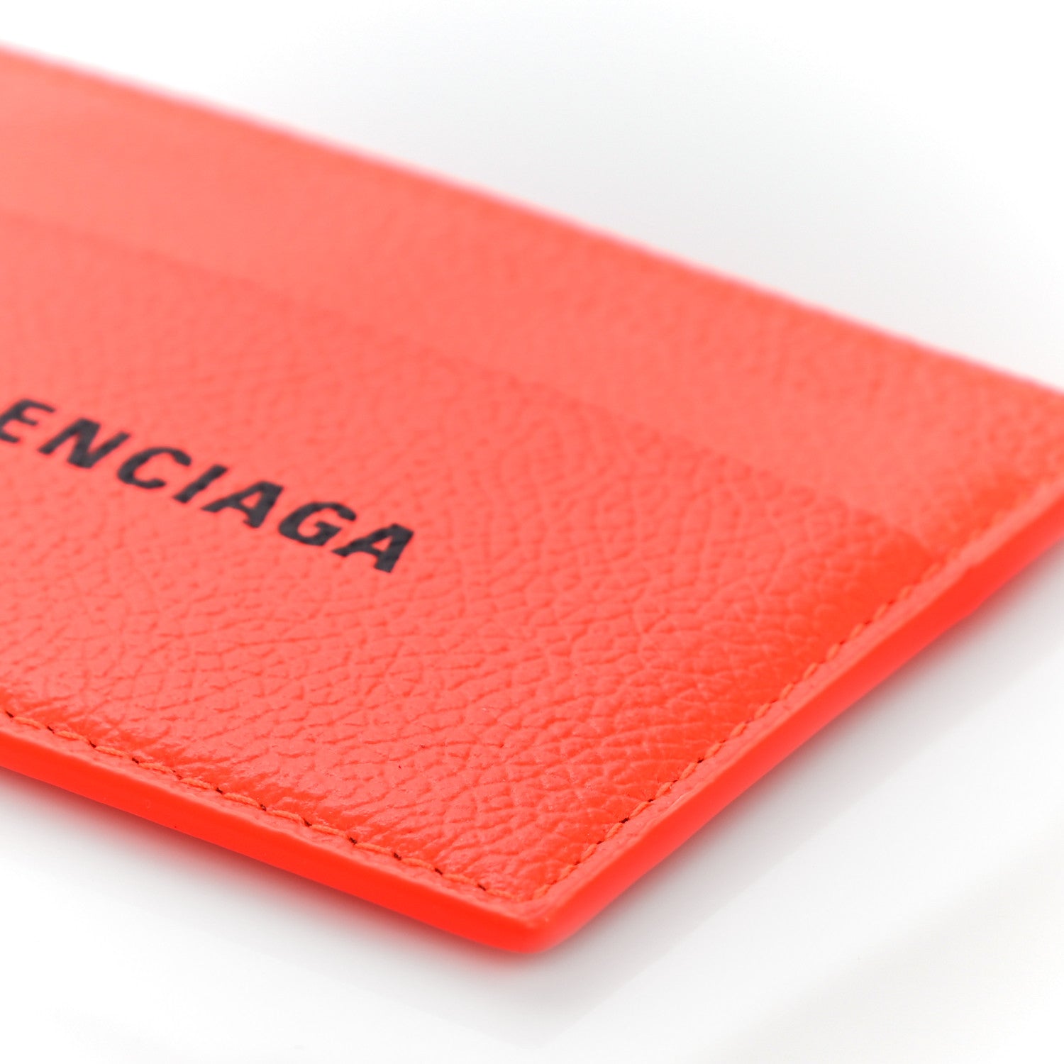 Balenciaga Grained Calfskin Logo Cash Card Holder Orange Black 9 of 10