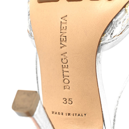 Bottega Veneta Mesh Metallic Nappa Stretch Ankle Tie Sandals 35 Silver 6 of 8