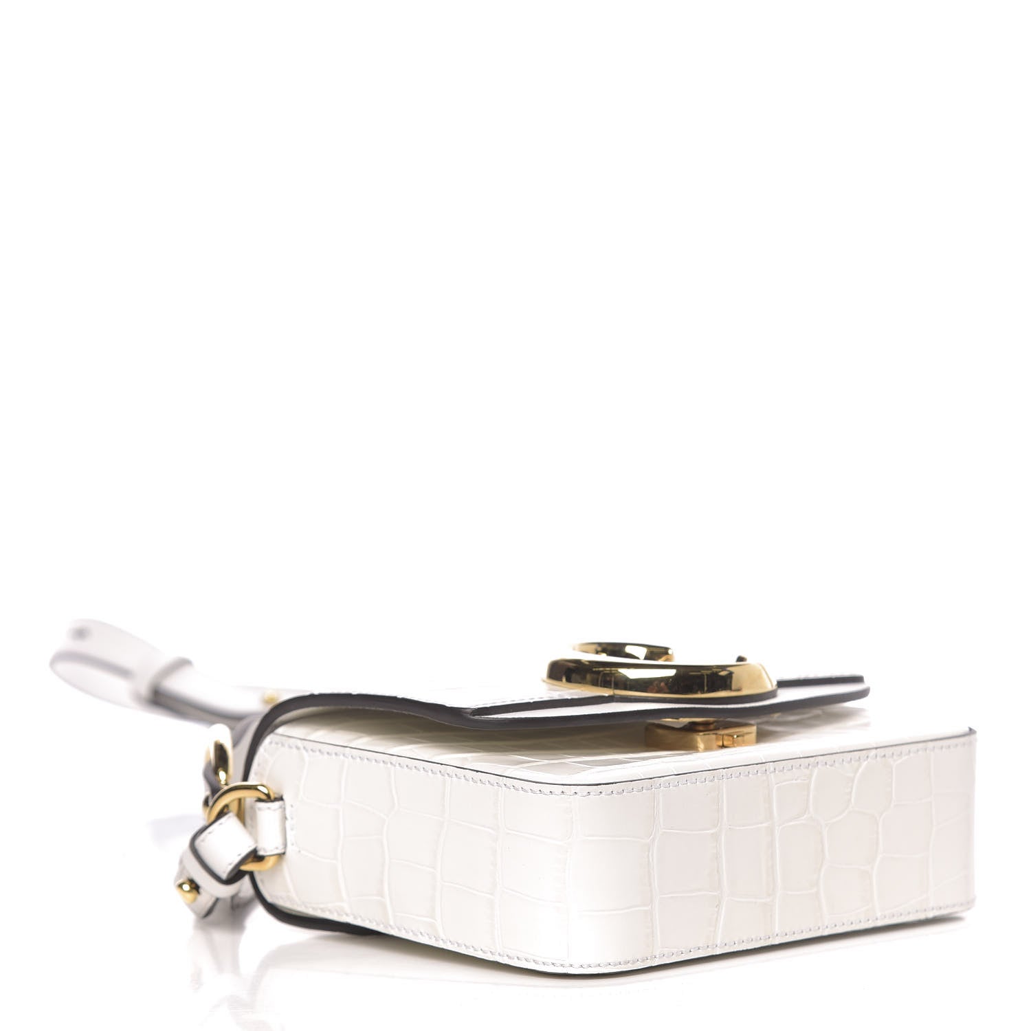 Chloe Calfskin Crocodile Embossed Mini C Double Carry Brilliant White 4 of 9