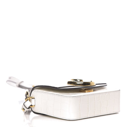 Chloe Calfskin Crocodile Embossed Mini C Double Carry Brilliant White 4 of 9