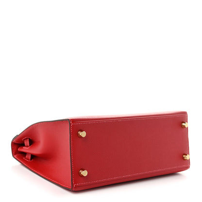 Hermes Epsom Horseshoe Kelly Sellier 25 Rouge Casaque Rose Lipstick 4 of 11