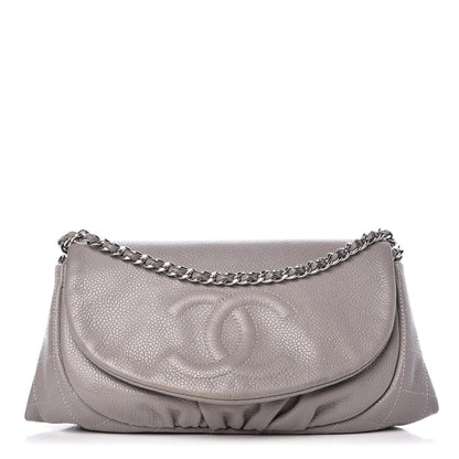 Chanel Caviar Half Moon Wallet On Chain WOC Light Grey 1 of 14