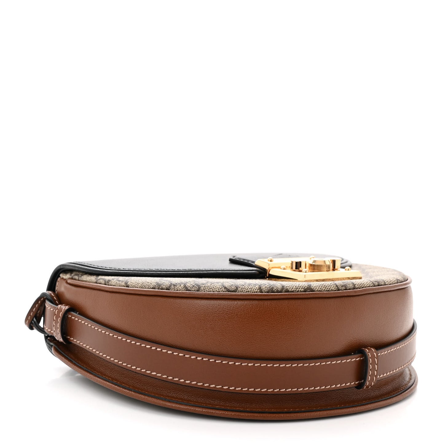 GG Supreme Monogram Calfskin Small Padlock Messenger Shoulder Bag Beige Black Cuir