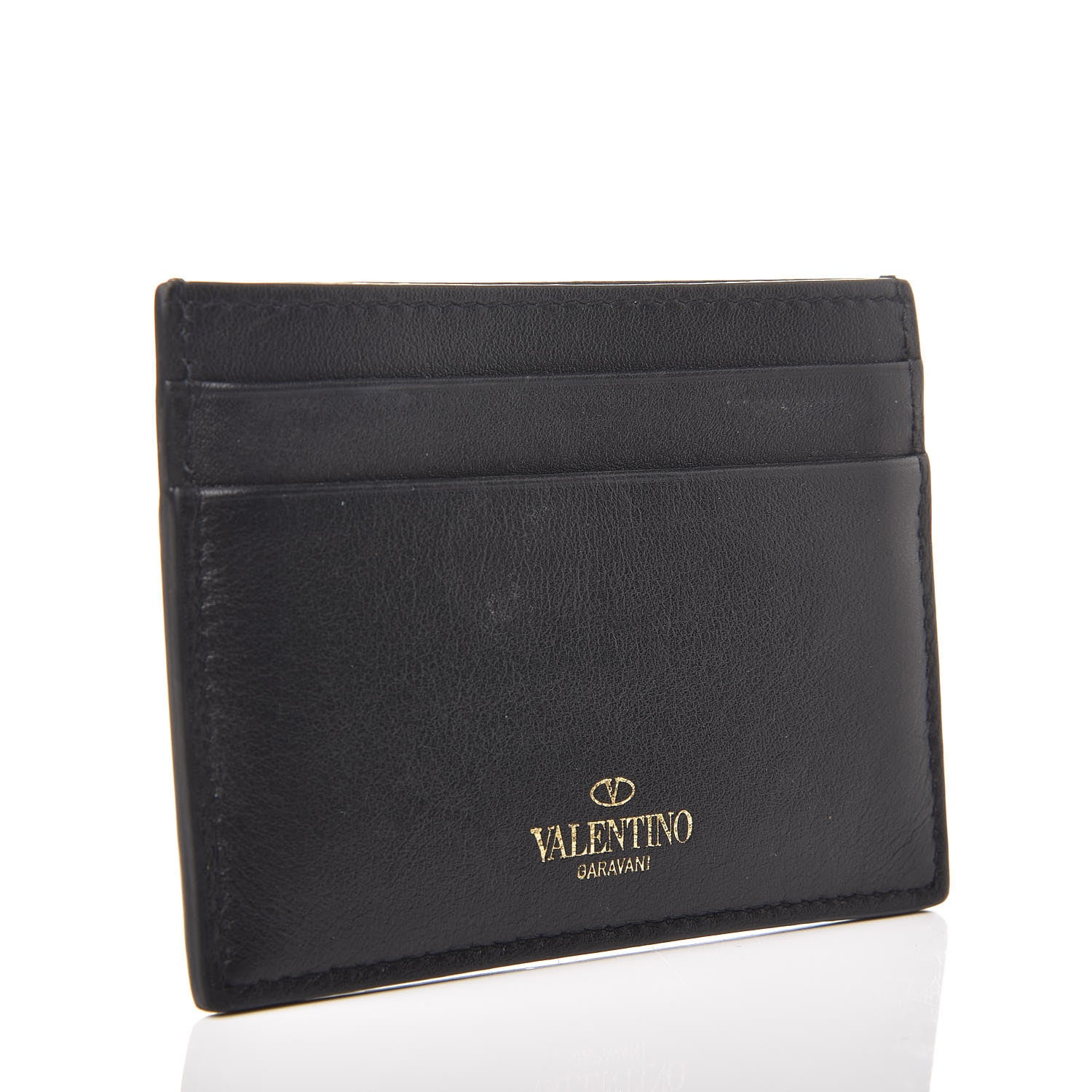 Valentino Garavani Vitello Rockstud Card Holder Black 3 of 9
