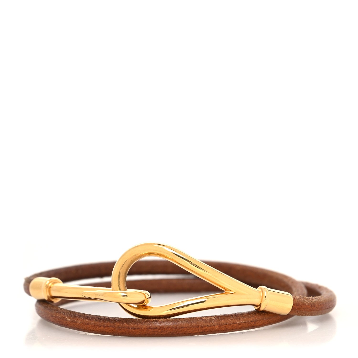 Hermes Natural Bridle Jumbo Hook Double Tour Bracelet Bouton 1 of 4