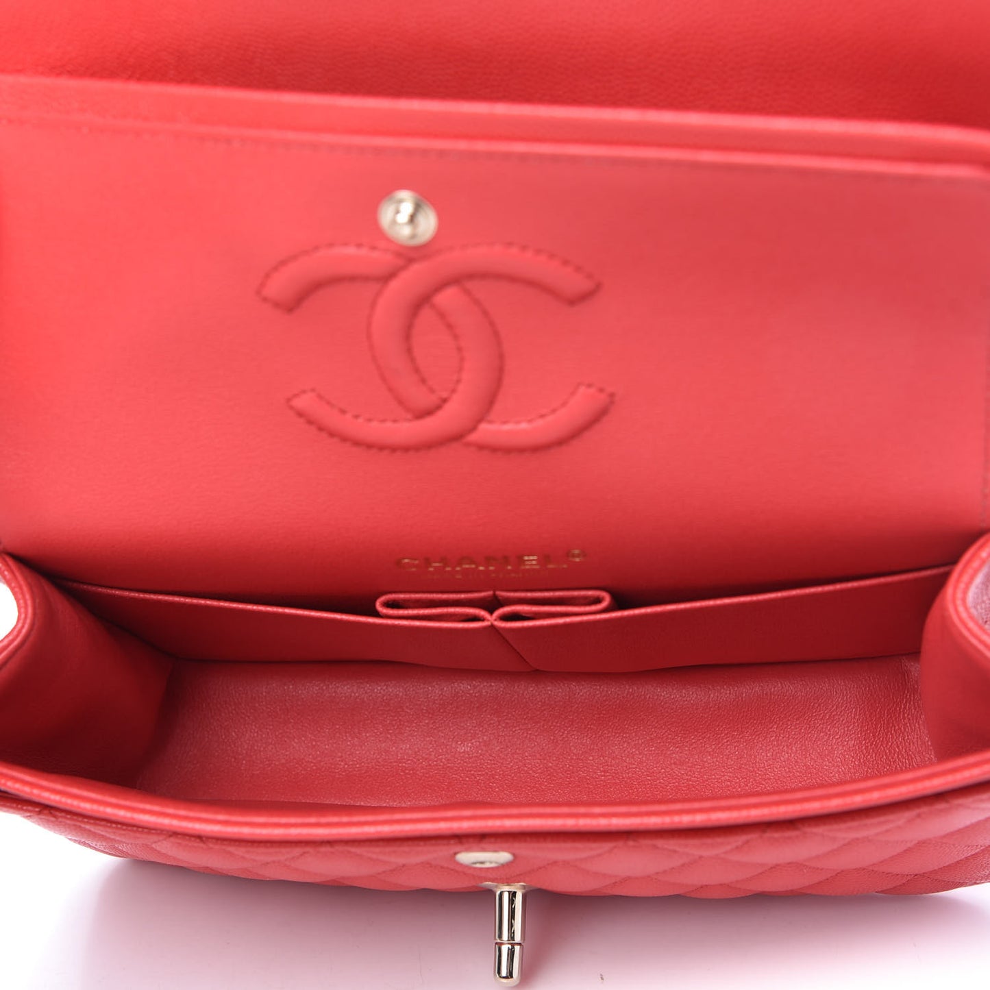 Caviar Quilted Small Double Flap Red