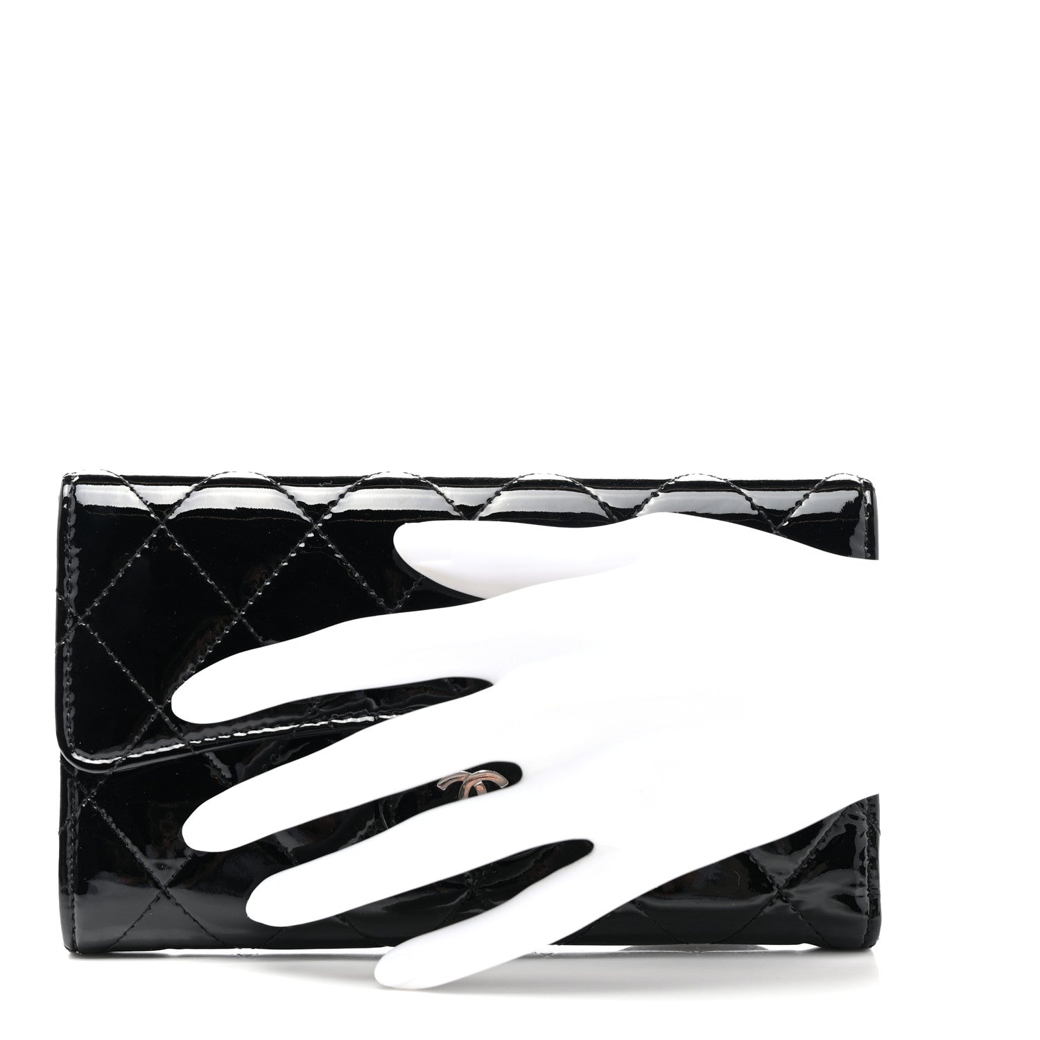 Chanel Patent Quilted Large Flap Wallet Black 2 of 8