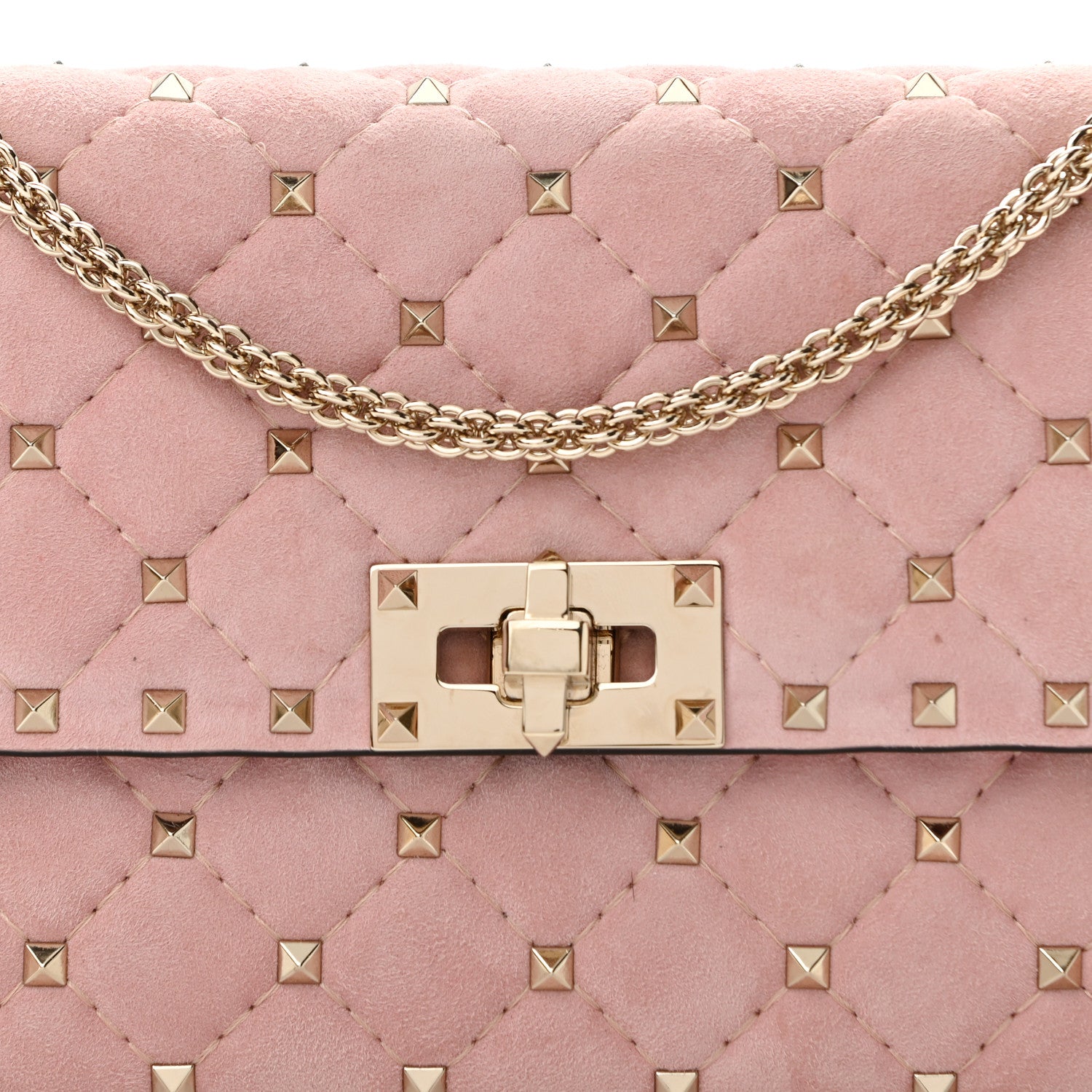 Valentino Garavani Suede Rockstud Spike Wallet on Chain Loto 8 of 12