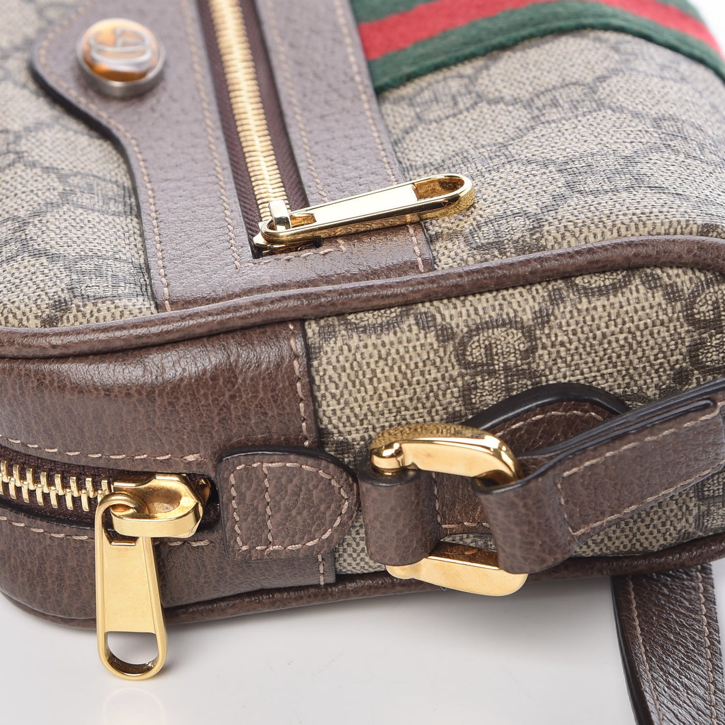 GG Supreme Monogram Web Mini Ophidia Shoulder Bag Brown
