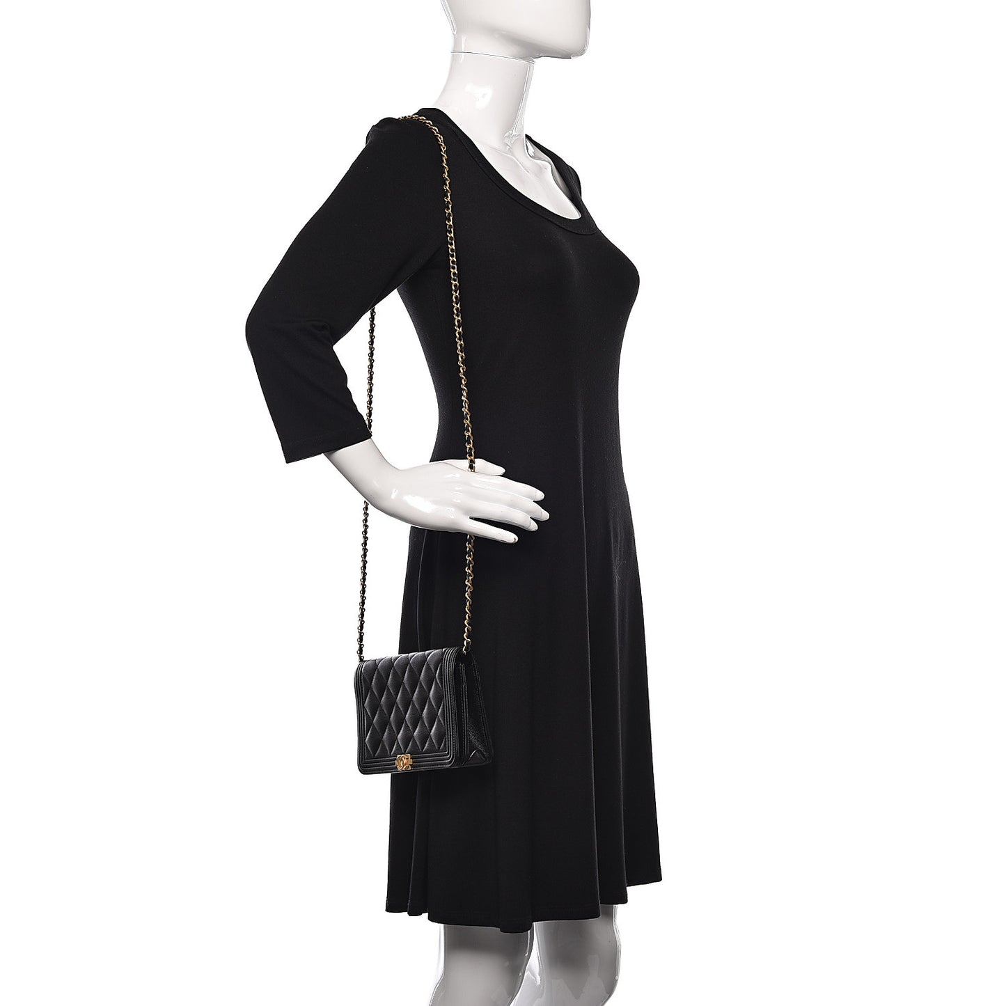 Caviar Quilted Boy Wallet On Chain WOC Black