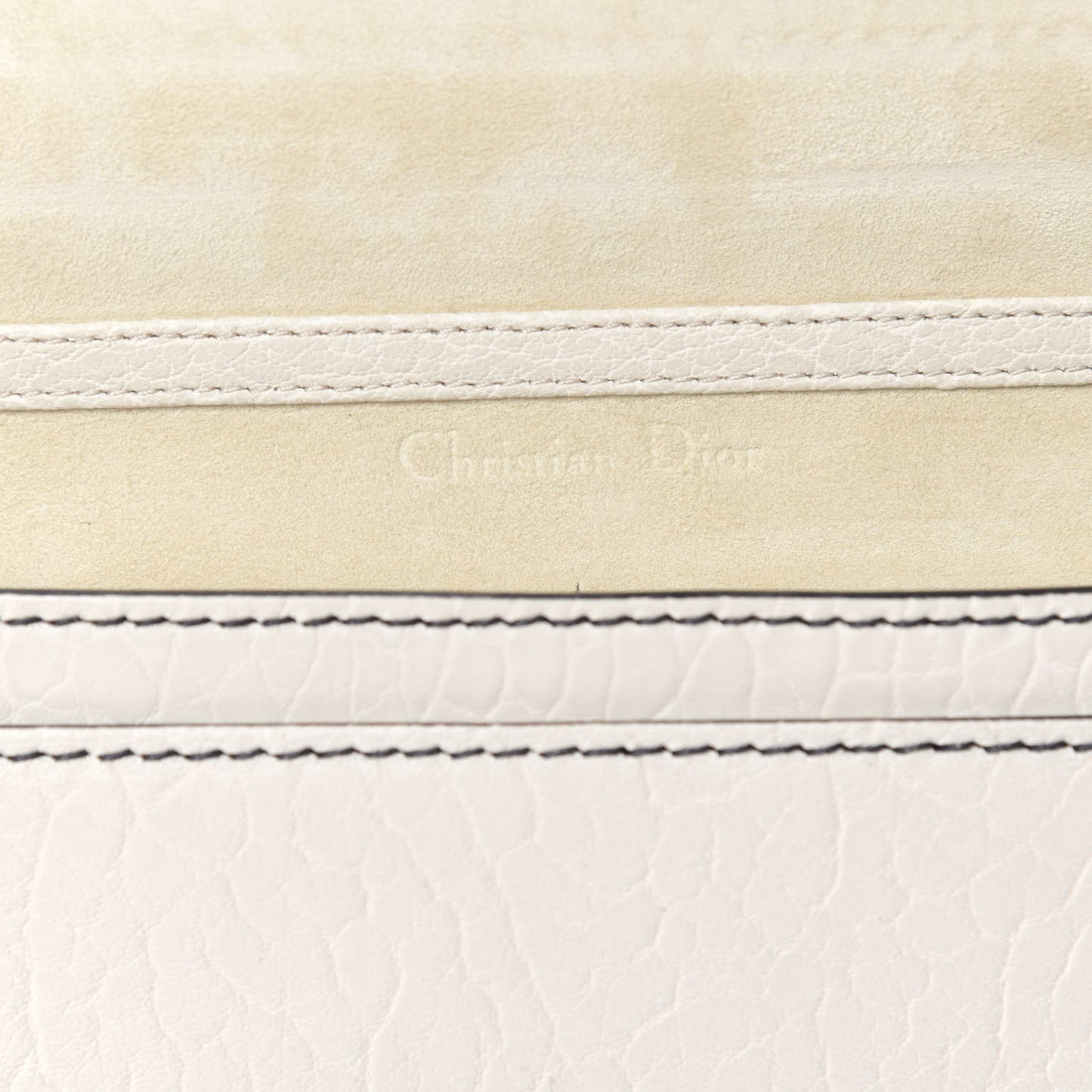 Canyon Grained Lambskin Mini J'Adior Chain Flap Bag White