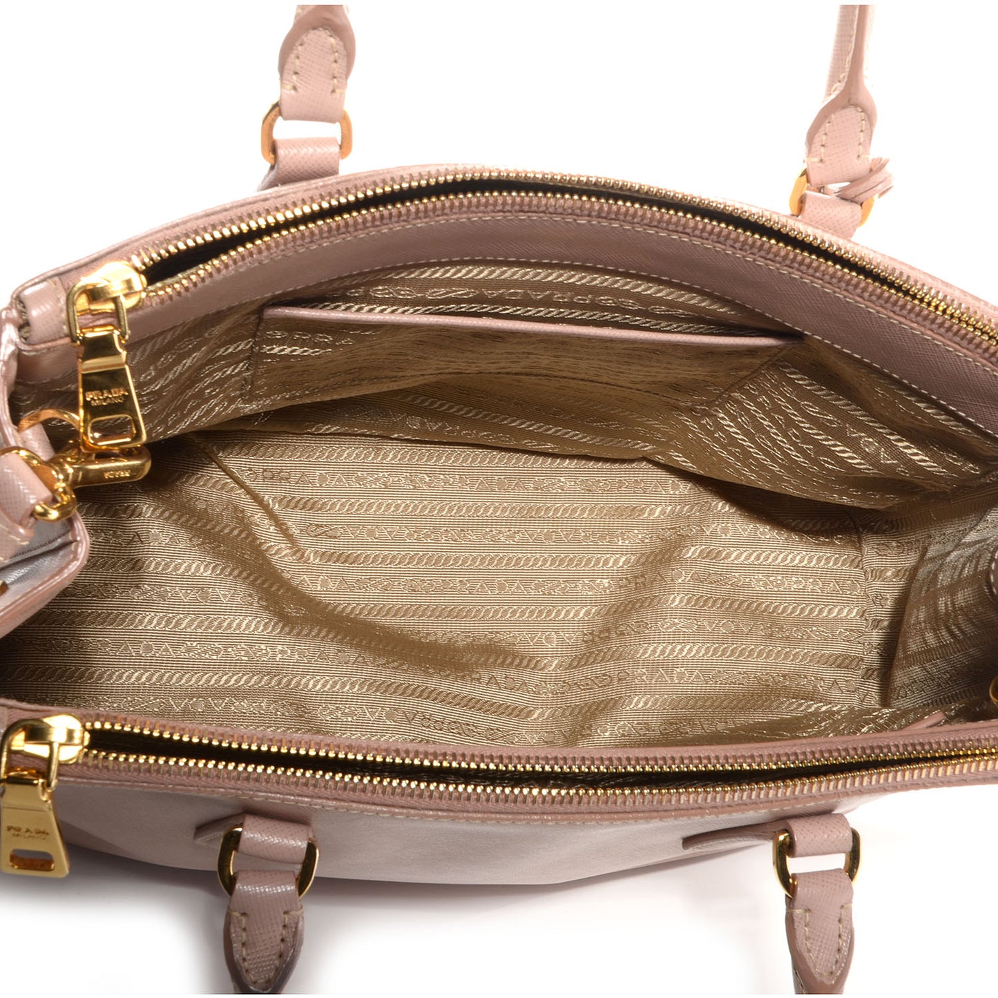 Saffiano Lux Small Double Zip Tote Cammeo