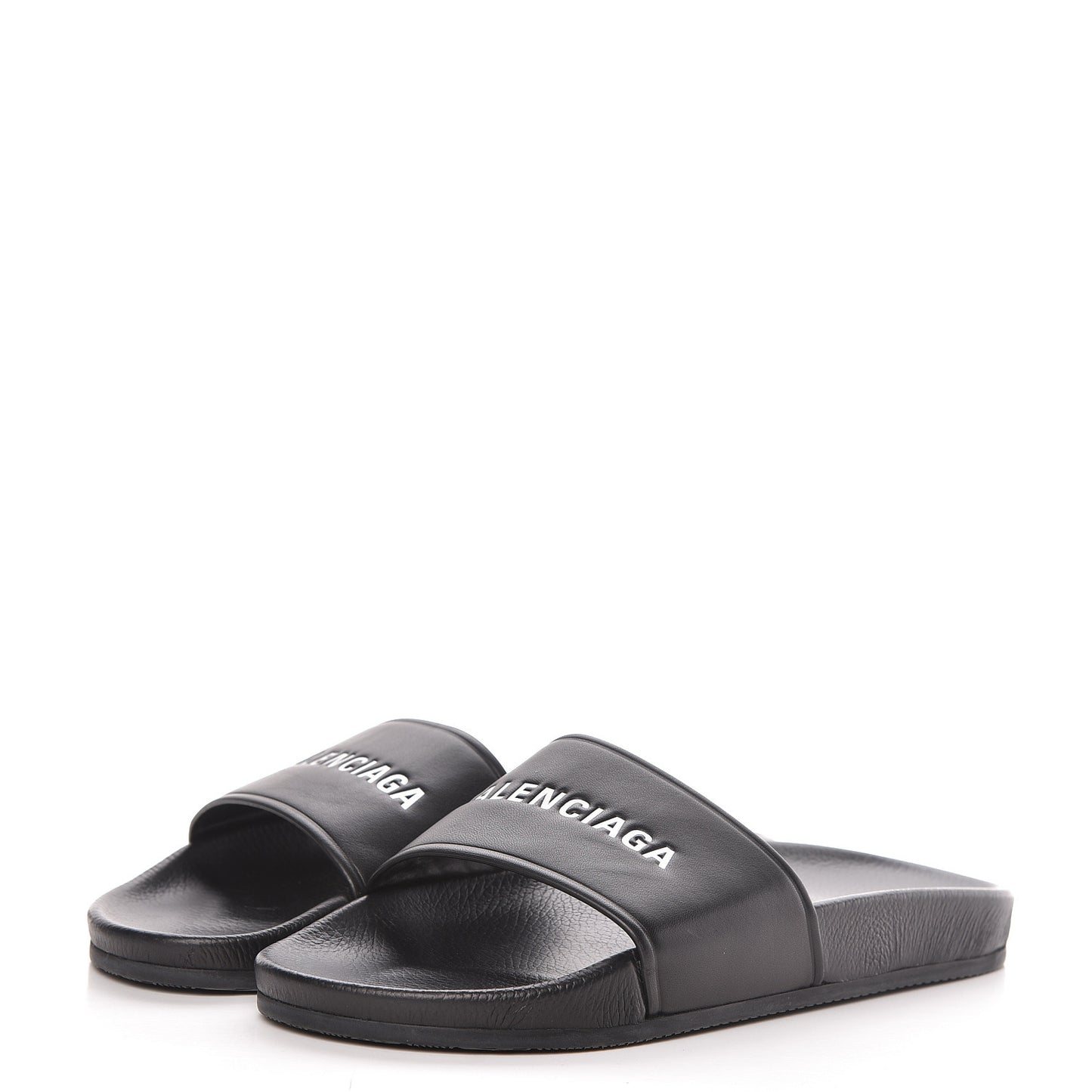 Nappa Logo Pool Slide Sandals 41 Black White