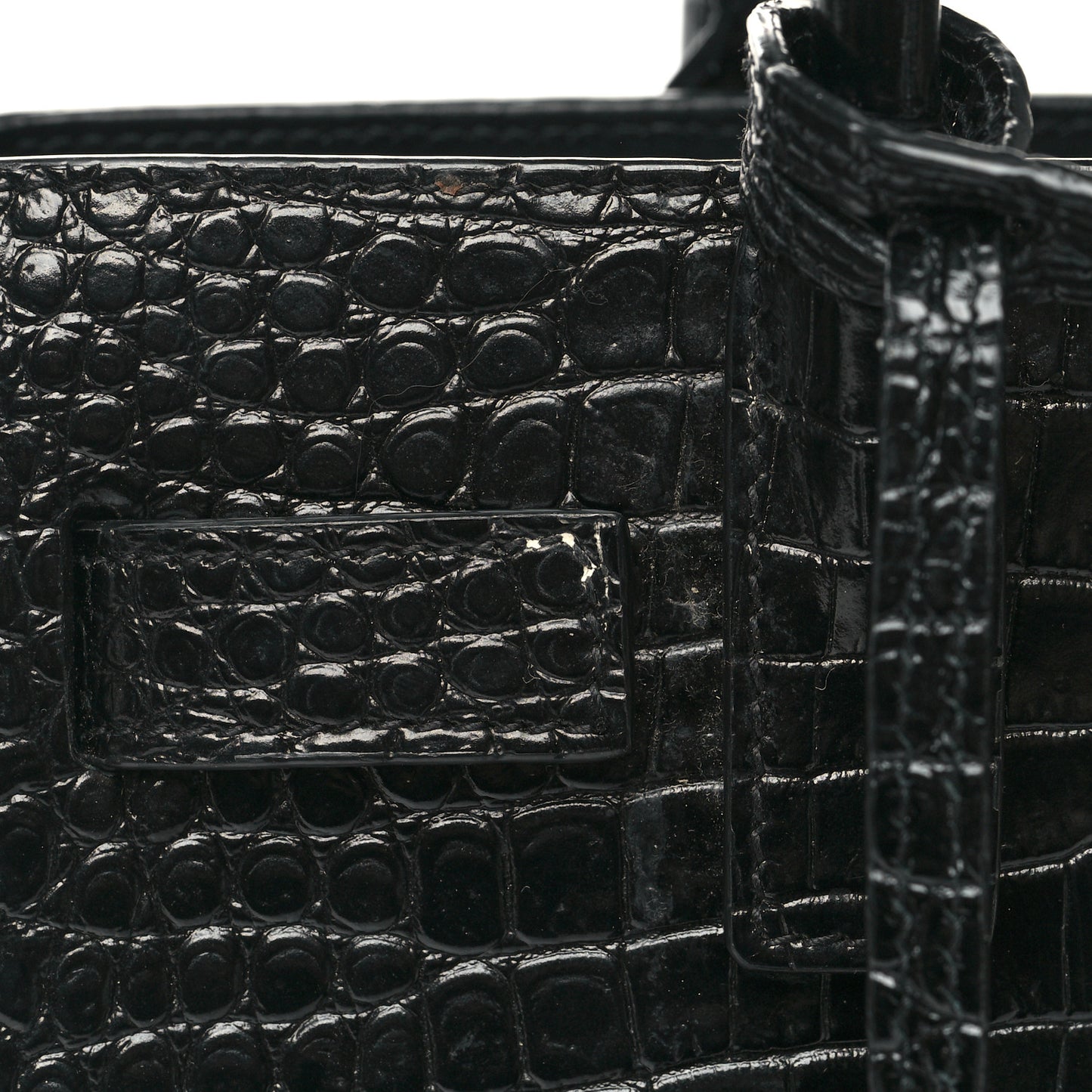 Calfskin Crocodile Embossed Nano Sac De Jour Black