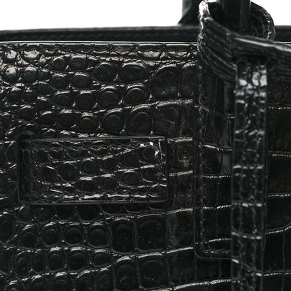 Saint Laurent Calfskin Crocodile Embossed Nano Sac De Jour Black 11 of 11