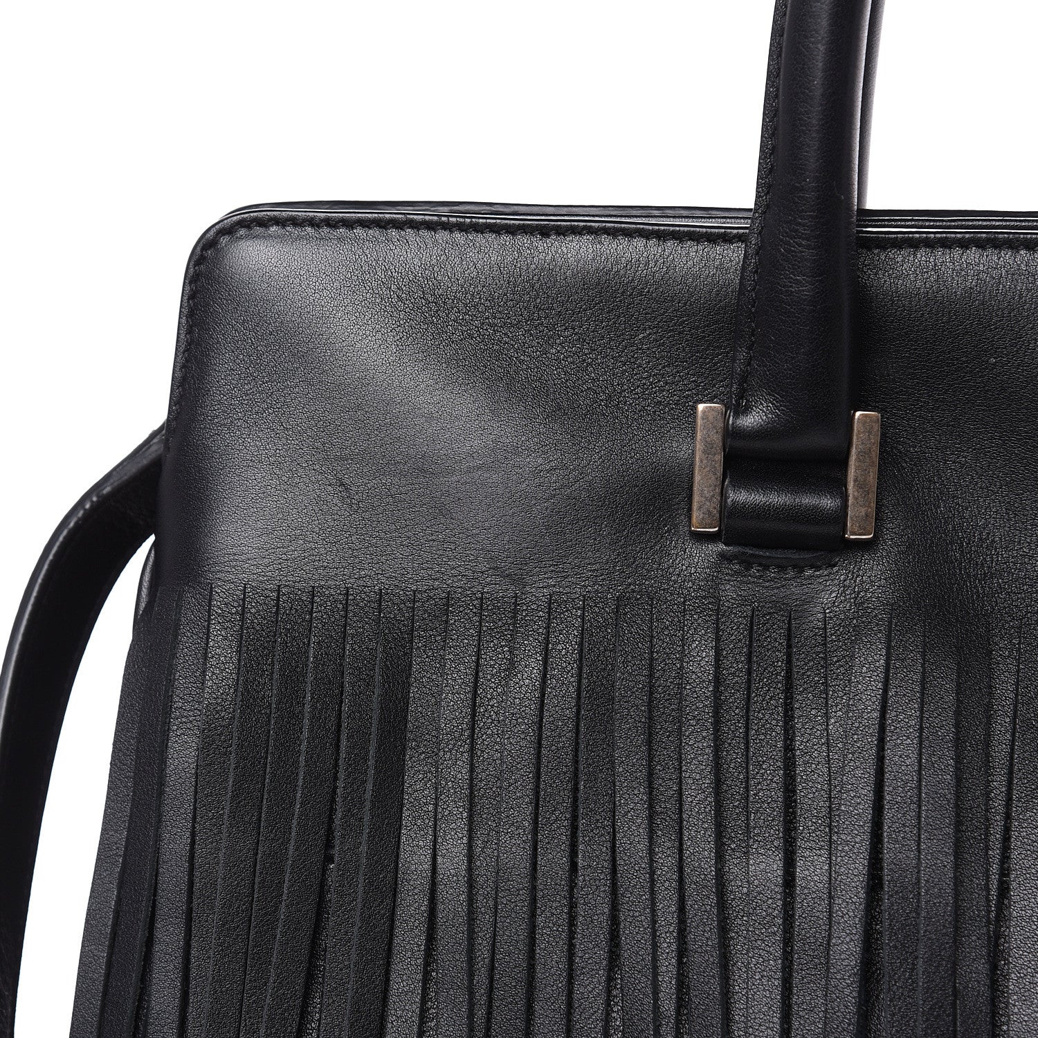 Saint Laurent Calfskin Fringe Medium Trois Clous Tote Black 11 of 12