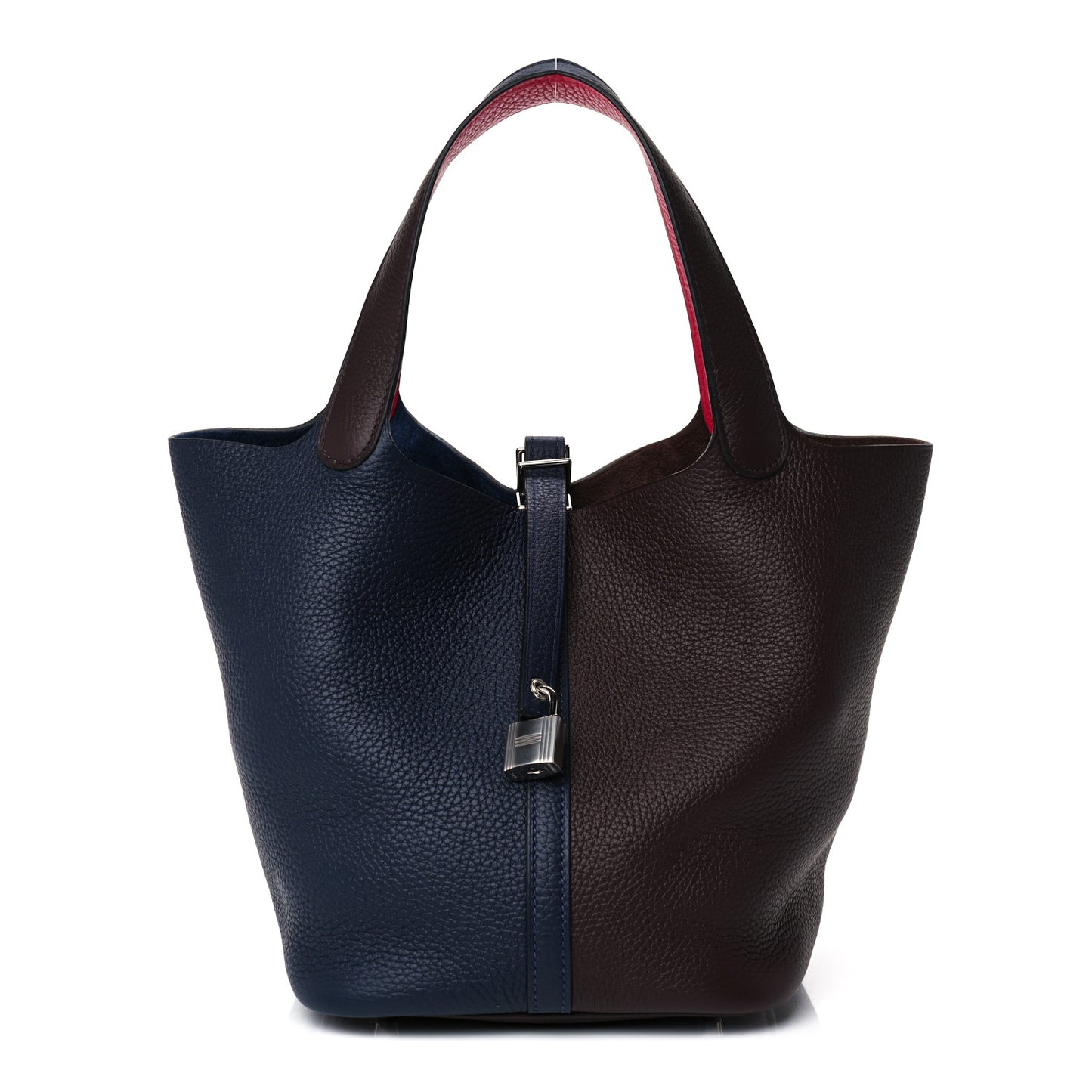 Taurillon Clemence Casaque Picotin Lock 22 MM Bleu Nuit Framboise Rouge Sellier