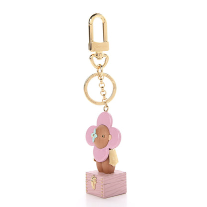 Louis Vuitton Resin Wood Vivienne Trunk Bag Charm Pink 3 of 5