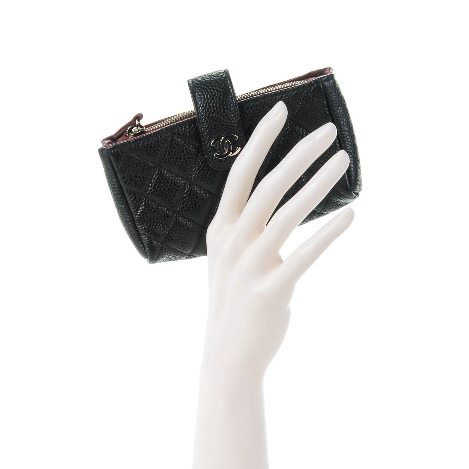 Chanel Caviar Quilted Mini Phone Holder Clutch Black 2 of 7