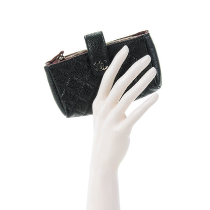 Chanel Caviar Quilted Mini Phone Holder Clutch Black 2 of 7