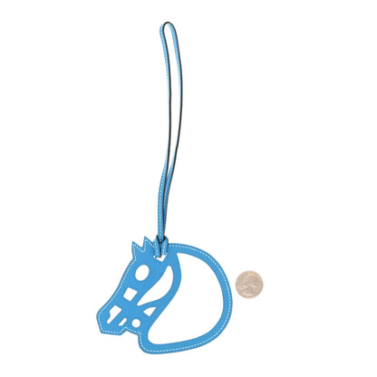 Hermes Swift Paddock Cheval Horse Bag Charm Bleu Zanzibar 2 of 4