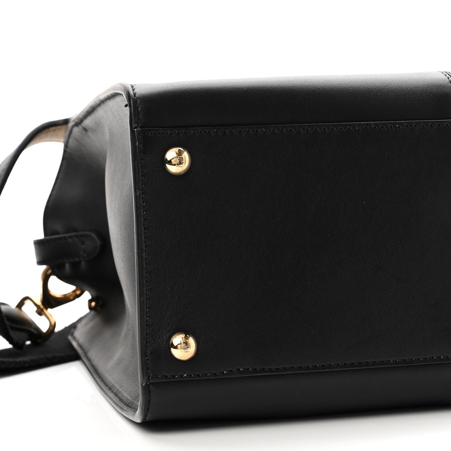 Fendi Vitello Seta Glazed Fabric FF 1974 Medium Peekaboo X-Lite Black Mogano Panna 9 of 10