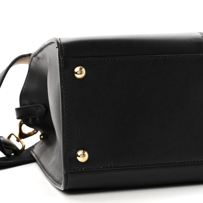 Fendi Vitello Seta Glazed Fabric FF 1974 Medium Peekaboo X-Lite Black Mogano Panna 9 of 10