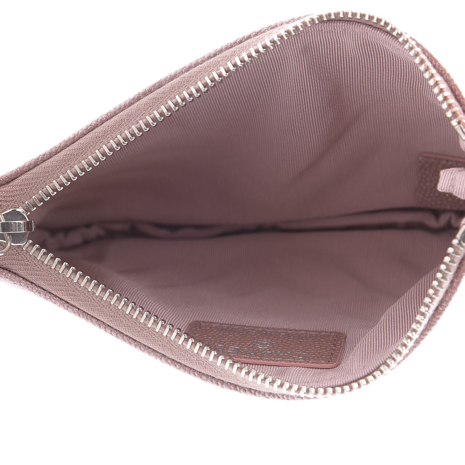 Chanel Metallic Caviar Chevron Quilted Small Vintage Mademoiselle Cosmetic Case Pink 5 of 9