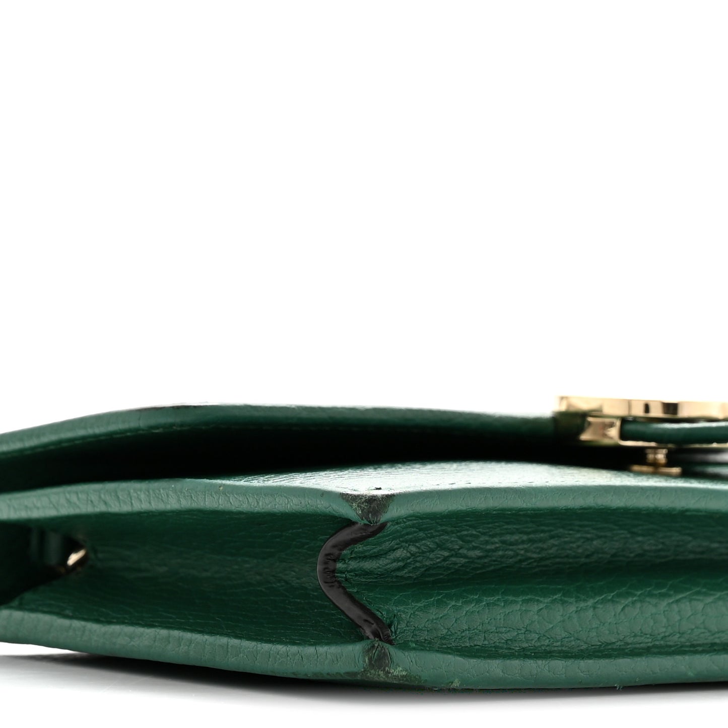 Dollar Calfskin Interlocking G Chain Wallet Emerald