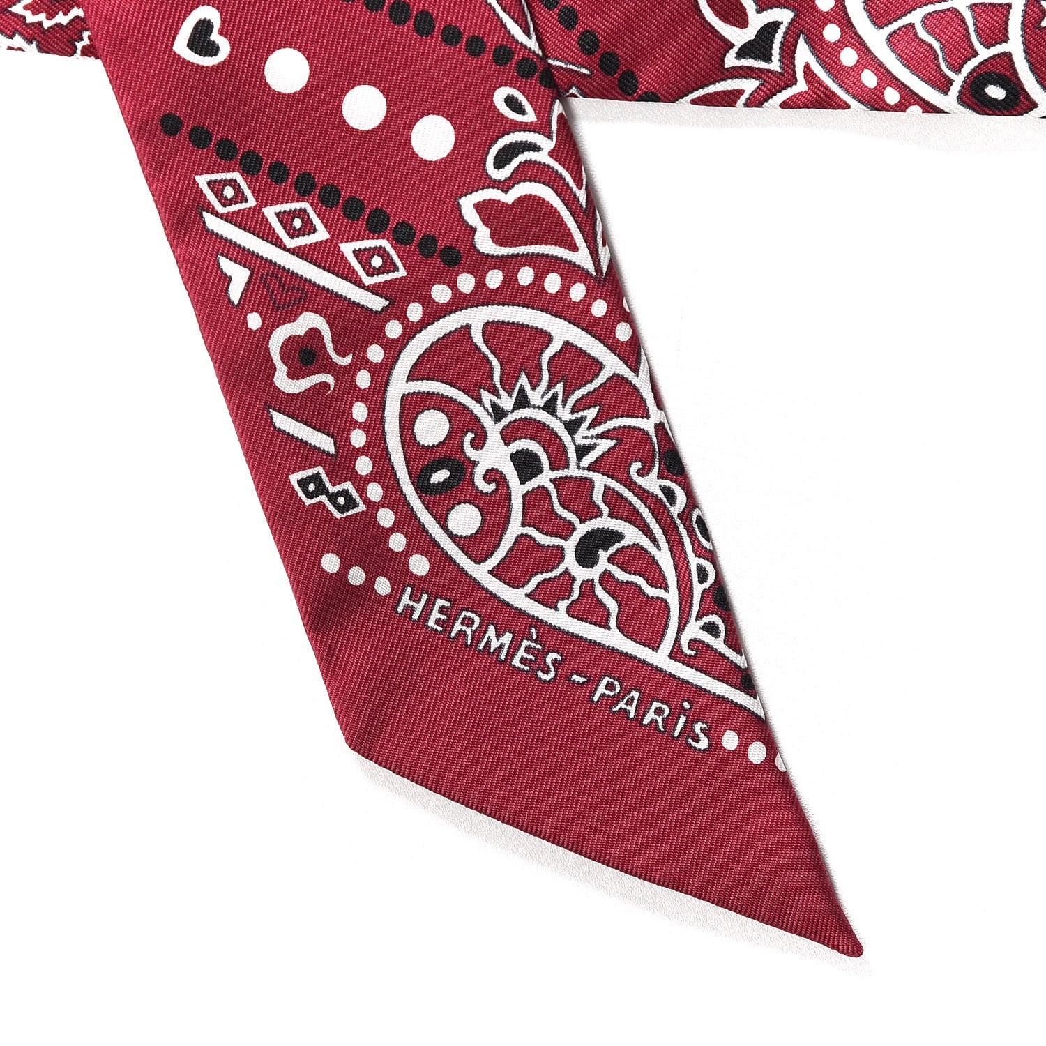 Hermes Silk Entre Ciel Et Mer Twilly Bordeaux White Black 4 of 5
