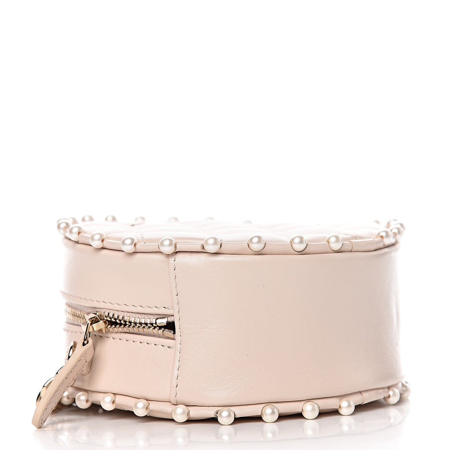Chanel Calfskin Quilted Pearl Round Clutch With Chain White 4 of 11