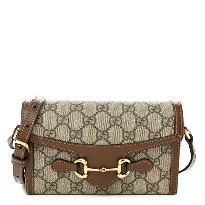Gucci GG Supreme Monogram Mini Horsebit 1955 Shoulder Bag Beige Brown Sugar 1 of 10