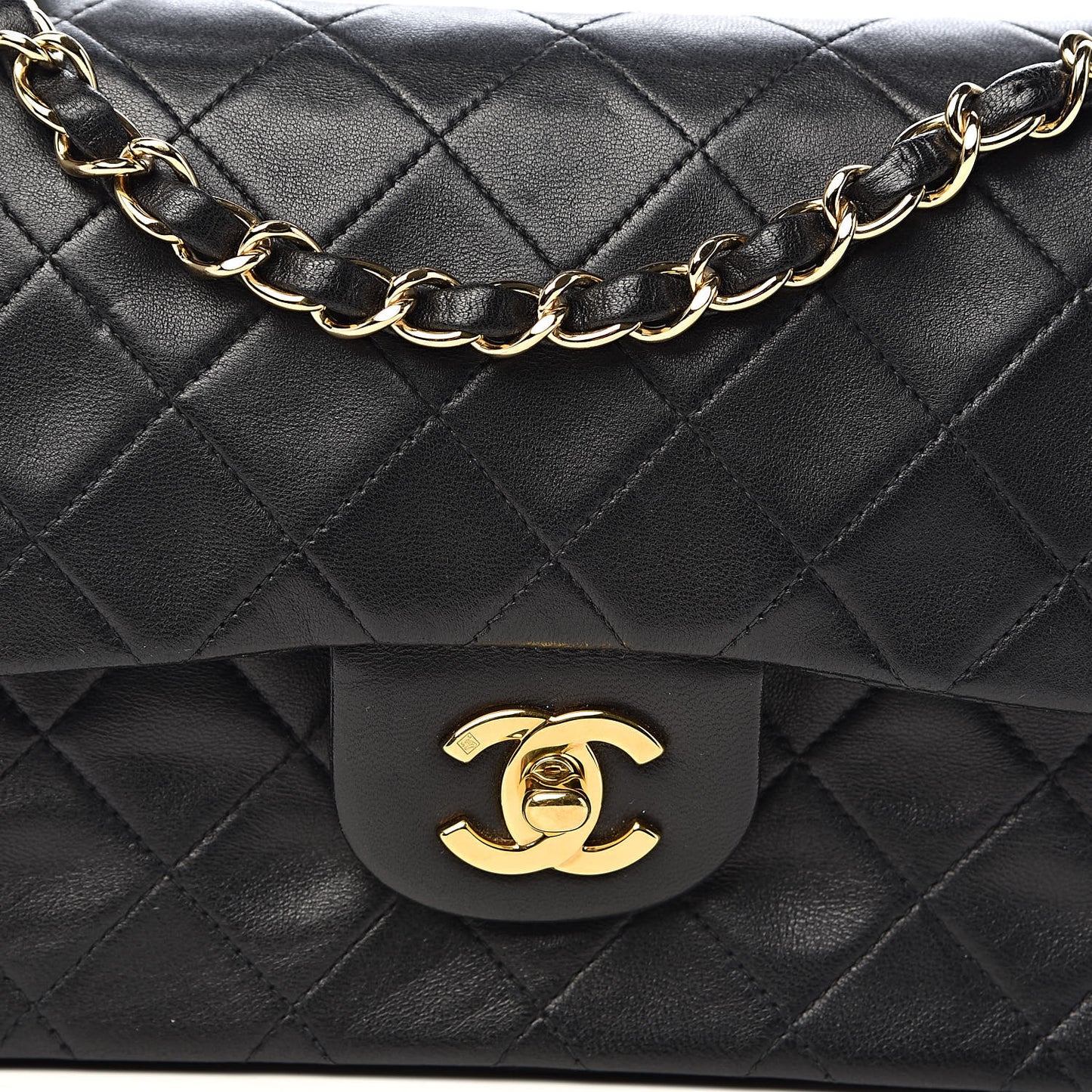 Lambskin Quilted Small Double Flap Black